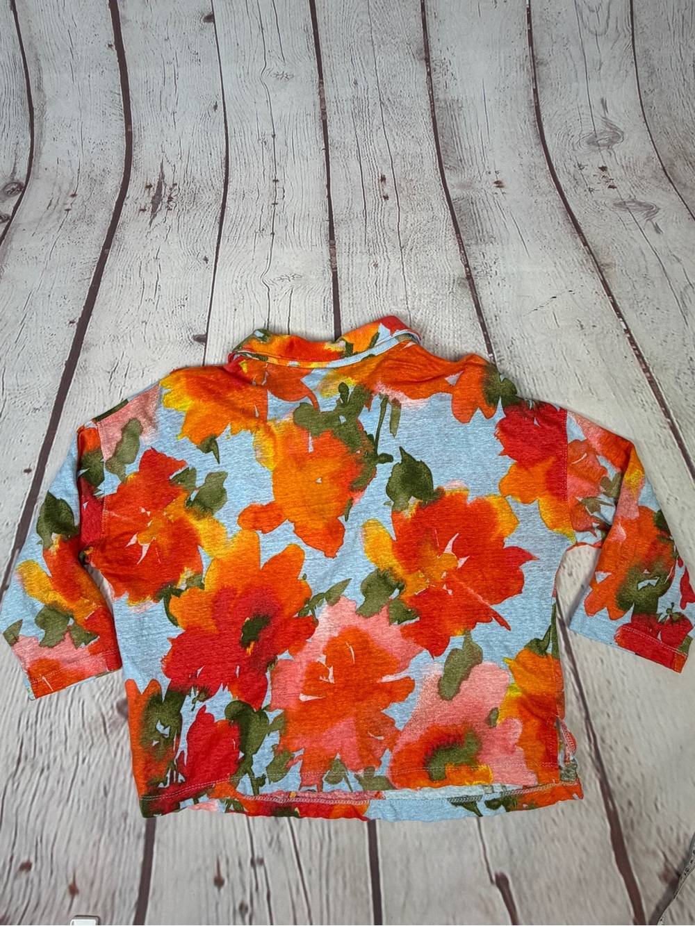 JOIE 100% linen multicolor floral v-neck collared lightweight top, size XL - Picture 8 of 13